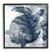 A Stupell Industries elhúzódó tengeri teknős átfedő tengeri moszat hüllő akvarell festmény, 30, Design by Stellar Design