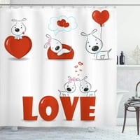 Vicces rajzfilm szerelmes szívek kutyák zuhanyfüggönyök szív léggömb aranyos állat nyomtatási Szövet gyermekek fürdőszoba