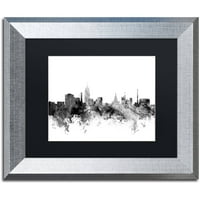 Védjegy Képzőművészet Lansing Michigan Skyline G & W vászon művészete, Michael Tombsett, fekete matt, ezüst keret