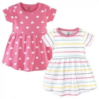 Hudson baba csecsemő és kisgyermek lány pamut rövid ujjú ruhák 2pk, Candy Stripes, 0 hónapos
