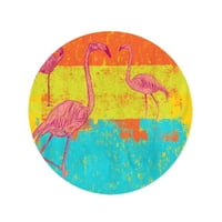 Kerek Strand Törölköző Takaró Madár Rózsaszín Flamingó Számítógép Másolat Doodle Rajz Grafikus Vonal Utazási Kör Kör