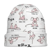 Kis rózsaszín egér gyakorló jóga Slouchy Beanie nőknek férfiak Stretch Sleep Hat funkció ajándék őszi alkalmi fejfedők