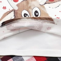 Karácsonyi Matching családi pizsama készletek Xmas Deer Nyomtatott Hosszú ujjú póló és kockás alsó hálóruha gyerekeknek,