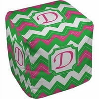 Tollprintz chevron monogram pouf, fukszia