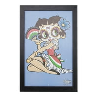 Amerikai művészeti dekoráció engedélyezett Betty Boop cukor koponya keretes fal Art - 13x19