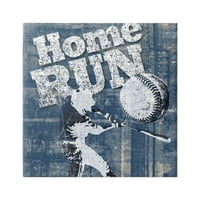 Stupell Industries Vintage Home Run viharvert baseball sportjel grafikus galéria csomagolt vászon nyomtatott fali művészet,