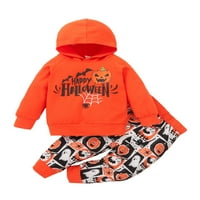 Kisgyermek gyerekek Halloween Outfit Hosszú ujjú pumpkin Print kapucnis felsők + alkalmi Sweatpants lányoknak fiúk