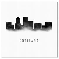 A Runway Avenue városok és a Skylines Wall Art Canvas nyomatok 'Portland Watercolor' Egyesült Államok városai - fekete,