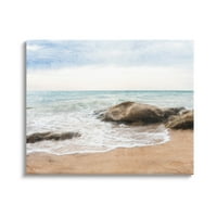 Stupell Industries Rocky Crashing Beach Waves Grafikus Galéria csomagolt vászon nyomtatott fali művészet, Ann Bailey