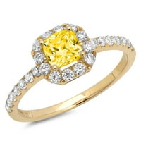 1. ct ragyogó hercegnő vágott tiszta szimulált gyémánt 18K sárga arany Halo pasziánsz ékezetes gyűrű SZ 8