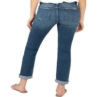 Silver Jeans Co. női Beau Mid Rise Slim láb farmer, derékméret 24-36