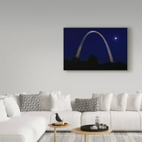 Védjegy képzőművészet 'St .. Louis Arch A csillagpolimer Holddal' vászon művészet készítette Galloimages Online