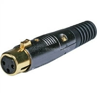Mono Pin XLR Női mikrofon csatlakozó aranyozott Csapok-Fekete Feszítéscsökkentő csomagtartóval a sima, korróziómentes