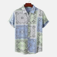 Hawaii Geo Print ingek férfiaknak nyugodt Fit Rövid ujjú Aloha Beach nyári alkalmi gomb le Tshirt Divat hajtóka felső