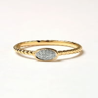 Imperial 1 20Ct TDW gyémánt sárga tónusú ezüst ovális alak klaszter ígéretes gyűrű