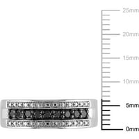 Carat T.W. Fekete gyémánt sterling ezüst félig állandó gyűrű
