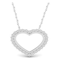 1 4Ct TDW gyémánt 10K fehér arany nyitott szív keret nyaklánc