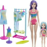 Barbie Color Reveal Tie-Dye Divatkészítő játék ajándék szett babákkal és kiegészítőkkel