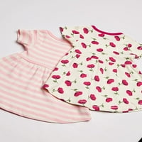 Touched by Nature baba és kisgyermek lány organikus pamut rövid ujjú ruhák 2Pk, szirmok, 18 hónapos
