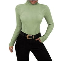 Tdoqot őszi pulóverek nőknek-kötött divat hosszú ujjú Garbó női pulóverek zöld Méret XL