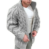 Leesechin Férfi Divat kardigán meleg őszi-téli tiszta színű gyapjú kötött pulóver