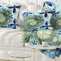 Designart kék és zöld fraktálvirágok - Virágos dobás párna - 12x20