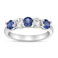 Brilliance Fine Jewelry Sterling Ezüst létrehozta a Ceylon Sapphire -t létrehozott White Sapphire Band gyűrűvel