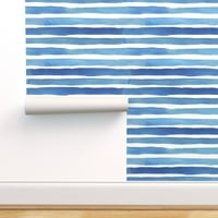 Peel & Stick háttérkép 6ft 2ft-csíkos akvarell kék fehér tengeri gyerekek Modern szoba nyári strand egyedi eltávolítható