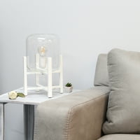 Egyszerű minták fehér fa szerelt asztali lámpa üveghenger árnyalattal