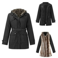 Entyinea női téli kabátok hosszú ujjú Zip Puffer kabát zsebek bő rövid kabátok Fekete XXL