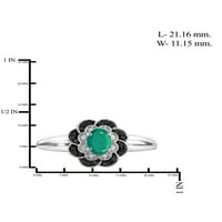 JewelersClub smaragd gyűrűs születési kövek ékszerek - 0. karátos smaragd 0. Ezüst gyűrűs ékszerek fekete -fehér gyémánt