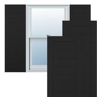 Ekena Millwork 12 W 46 H True Fit PVC vízszintes Slat keretes modern stílusú rögzített redőnyök, fekete