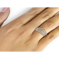Carat T.W. Fehér gyémánt sterling ezüst nyitott gyűrű