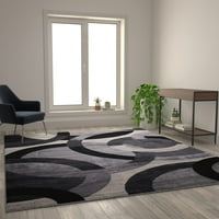 Flash bútorok Harken Collection geometrikus 8 ' 10 ' Fekete-szürke Olefin terület szőnyeg Juta Hátlap, nappali, hálószoba