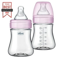 Chicco Duo hibrid baba palack, Invinci -üveg a műanyag belsejében, 5oz, - rózsaszín