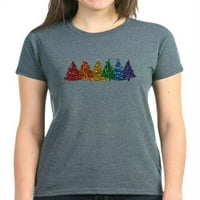 CafePress-Rainbow Christmas Trees póló-női sötét póló