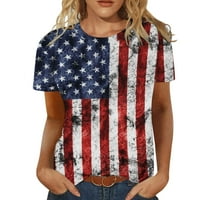 Hazafias ingek Női USA zászló Vintage grafikus pólók Függetlenség Napja Rövid ujjú oldalsó Split tunika blúz