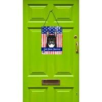 Carolines Treasures BB2157DS amerikai zászló és francia Bulldog fal vagy ajtó függő nyomatok, 12x16, Többszínű