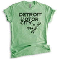 Detroit Motor City póló, Unise Női Férfi Ing, Detroit ing, Michigan ing, Heather alma zöld, kicsi