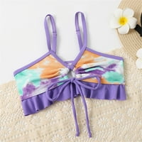 Kisgyermek lány fürdőruha két nyomtatási ujjatlan lila Bikini strand viselet, méret 14y