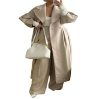 Női alkalmi kardigán viharkabát Női hosszú Maxi hosszúságú kabát ujjú Téli meleg hajtóka Laza Khaki XL