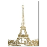 Wynwood Studio Architecture and Buildings Wall Art vászon nyomatok 'Arany Eiffel' Európai épületek - arany, fehér