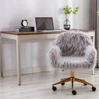 Aukfa Fau Fur otthoni irodai szék smink szék, bolyhos íróasztal lányoknak, állítható Ülésmagasságú szék-szürke