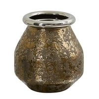 Majdnem természetes hagyományos 9.5 texturált Bronz váza ezüst peremmel