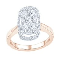 Fehér természetes gyémánt klaszter Keretgyűrű 10k Rózsa aranyban