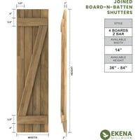 Ekena Millwork 14 W 40 h Americraft négy tábla külső valódi fa csatlakozott tábla-n-léc redőnyök w Z-Bar, csillag nélküli