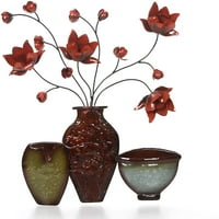 Hosley vörös fém dimenziós fal art váza magas