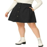 Egyedi alku a nők plusz méretű kordbársony -gombbal alkalmi középső derék egy vonal mini szoknyák