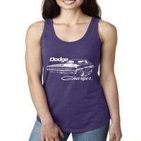 Vad Bobby, Vintage fehér Dodge Charger Racing, autók és teherautók, Női Racerback Tank tetején, Lila rohanás, közepes