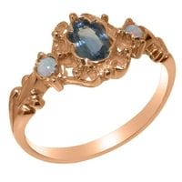 Brit készült 9k Rose Gold természetes zafír & opál Női évforduló gyűrű - méret opciók-méret 8.75